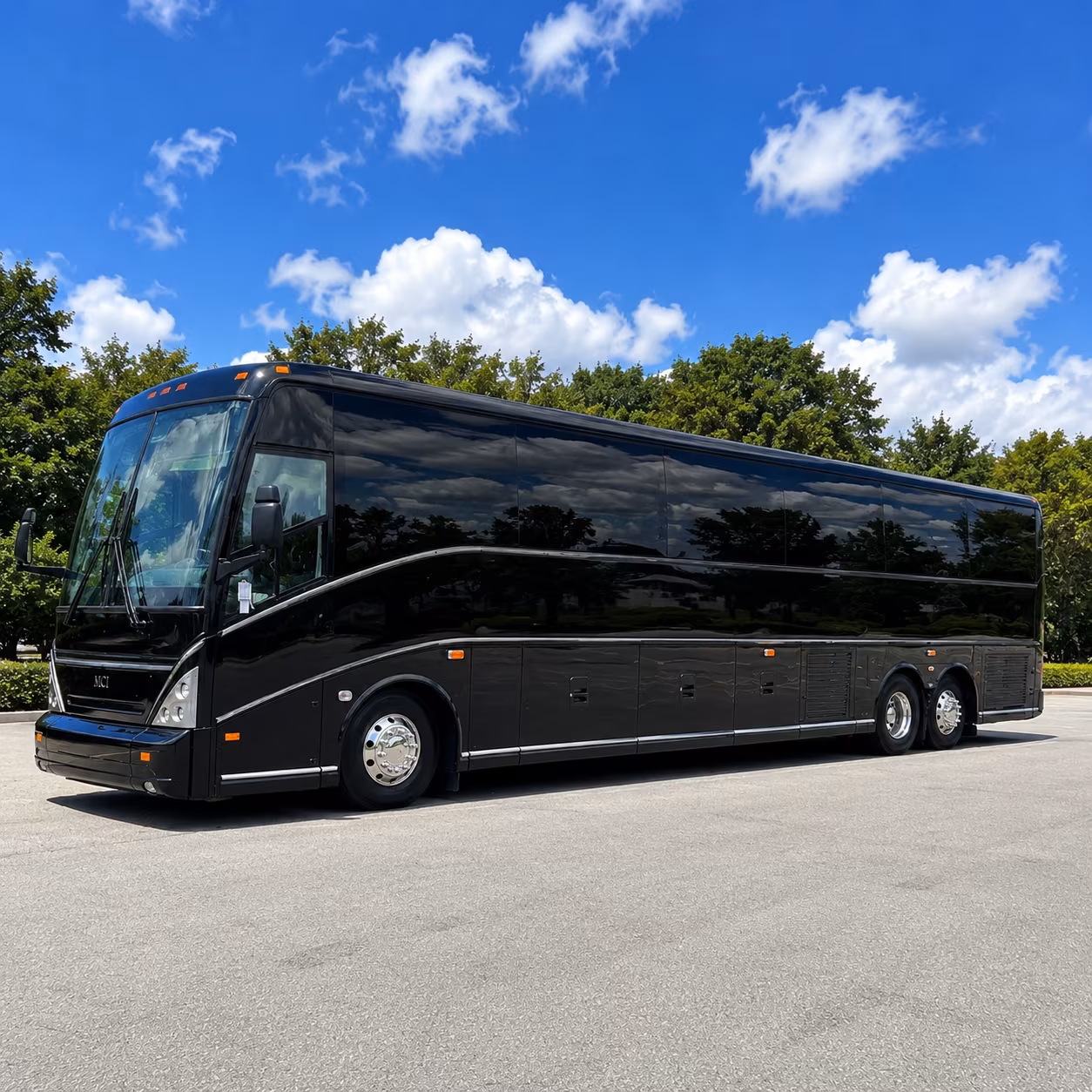 white and black prom buses available for doral students